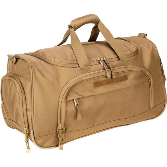 Men's Gym Bag Tactical Duffle Military Weekender Lightweight Waterproof, Tan